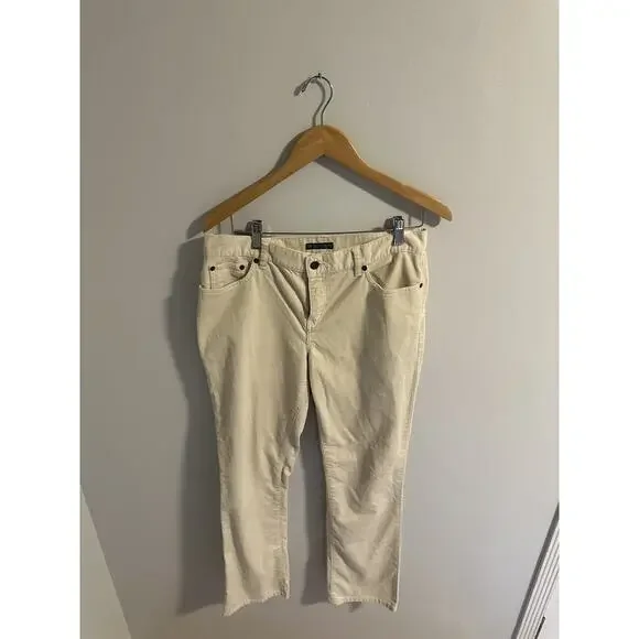 Lauren Jeans Co Ralph Lauren Cream Corduroy Pants Women's Sz 8 Bootcut Academia - Picture 2 of 11